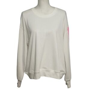 Celestial Blue White Crewneck with Pink/Orange Longsleeve Sequin Sweatshirt NWT